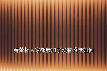 春蕾杯大家都參加了沒有感覺如何