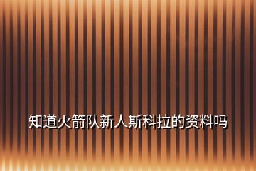 知道火箭隊新人斯科拉的資料嗎