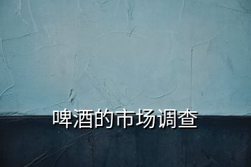啤酒的市場(chǎng)調(diào)查