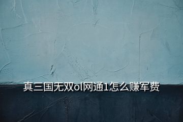 真三國無雙ol網(wǎng)通1怎么賺軍費