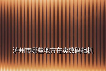 瀘州市哪些地方在賣數(shù)碼相機