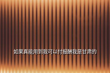 如果真能用到我可以付報酬我是甘肅的
