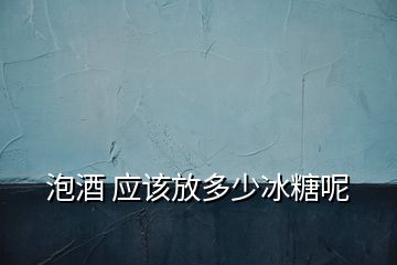 泡酒 應該放多少冰糖呢