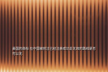 英國的商標(biāo) 在中國被搶注已經(jīng)注冊(cè)成功走無效的路線是否可以無
