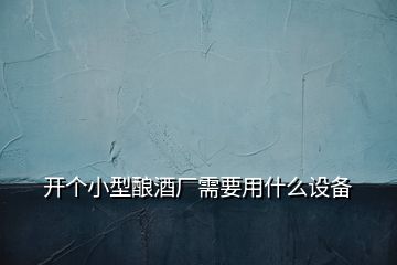 開個小型釀酒廠需要用什么設(shè)備