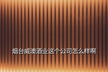 煙臺威澳酒業(yè)這個(gè)公司怎么樣啊
