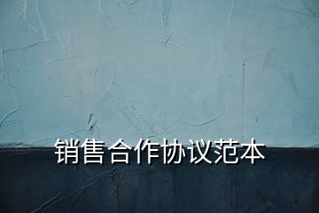 銷售合作協(xié)議范本
