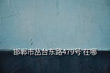 邯鄲市叢臺東路479號 在哪