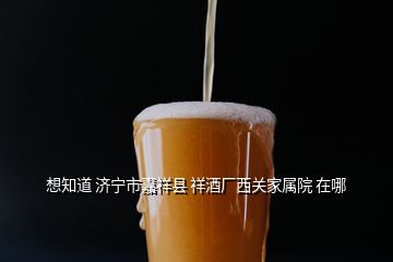 想知道 濟寧市嘉祥縣 祥酒廠西關家屬院 在哪